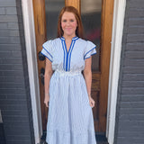 OCEAN STRIPED MIDI DRESS