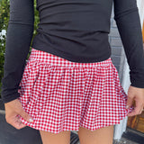 RED GINGHAM PRINT BUBBLE SKIRT