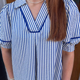 BLUE STRIPED SHIFT DRESS