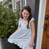 RAYNA SMOCKED DRESS - BLUE FLORAL