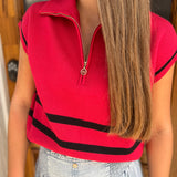 THE CELIA SWEATER - RED/BLK