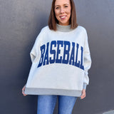 BASEBALL 2-SIDED MOCK SWEATSHIRT