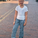 THE TWEEN RACHIE UTILITY PANTS - BLUE MOON