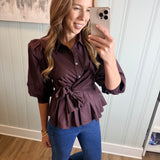 THE LAURA BLOUSE- CHOCOLATE