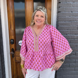 MONROE TOP - FLORAL FOULARD