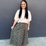 POLKA DOT MAXI SKIRT - OLIVE