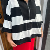 CASUAL CONTRAST TOP - BLK/WT