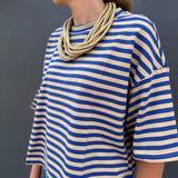 STRIPED BOXY TEE - ROYAL/YELL