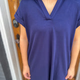 SOLID MIDI DRESS-NAVY