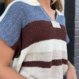 MULTICOLOR STRIPED SWEATER - MOCHA