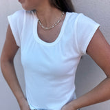 WHITE SCOOP BABYDOLL TOP