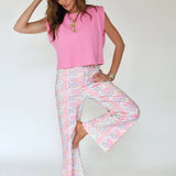 FLORAL PATCHWORK DENIM PANTS