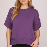 HALF SLEEVE SWEATER - PURPLE