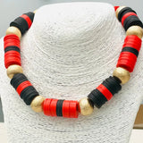 SCHOOL SPIRIT NECKLACE - BLK/RED