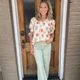THE LISA FLORAL TOP - CREAM