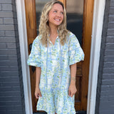 FLORAL BREEZE BABYDOLL DRESS - BLUE
