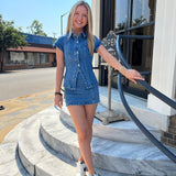 BUTTON FRONT DENIM TOP