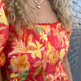 ANGUILLA TROPICAL DRESS - RED MIX