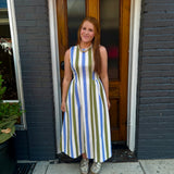 THE WENDI STRIPED DRESS - OLIVE
