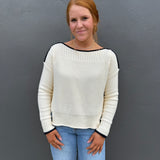 OATMEAL CONTRAST TRIM SWEATER