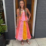 THE SUNRISE HALTER SKIRT SET - PEACH