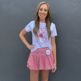 RED GINGHAM PRINT BUBBLE SKIRT
