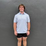 WHITE PRINTED PERFORMANCE POLO - SWEATERED SWAG