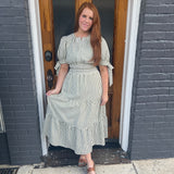 STRIPE A POSE DRESS - OLIVE