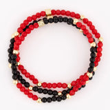 JUNIE BEADED BRACELET - RED/BLK