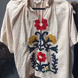 THE EMBROIDERED BOHO TOP - OATMEAL