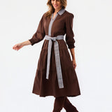 THE ELEANOR EMBROIDERED DRESS - ESPRESSO