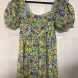 BLUE FLORAL PUFF SLEEVE MINI