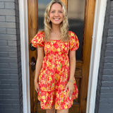 ANGUILLA TROPICAL DRESS - RED MIX