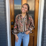 PAISLEY PRINT BUTTON UP - BROWN