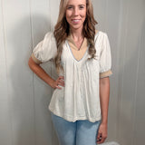 LINEN BLEND TOP - OATMEAL