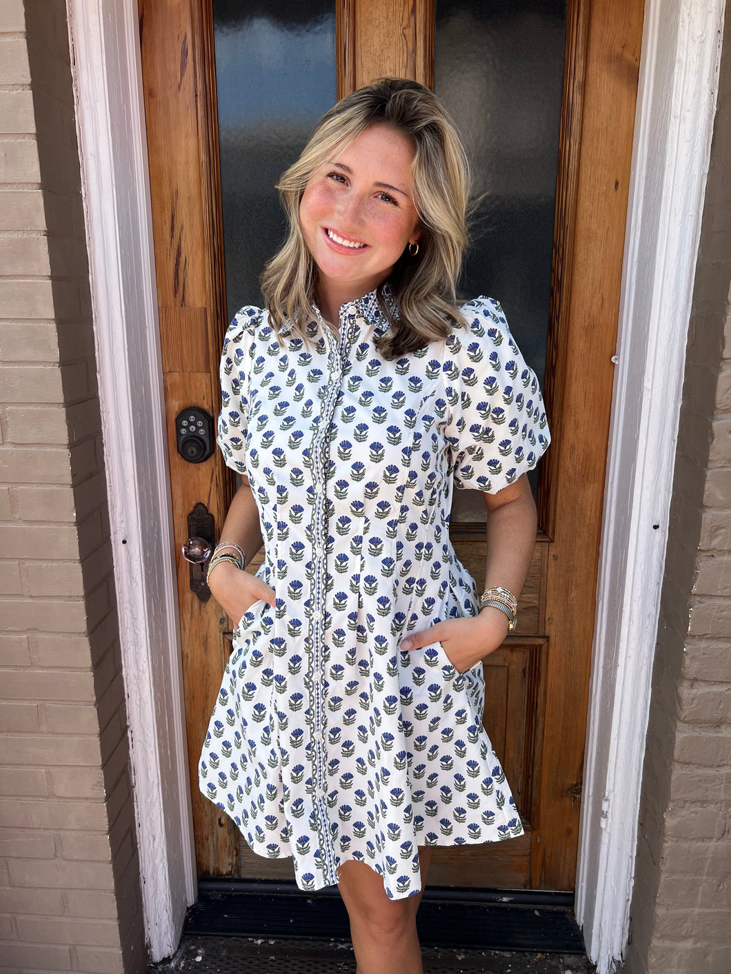 RORY FLORAL FOULARD DRESS - NAVY