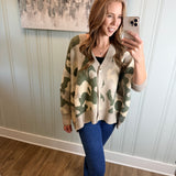 THE KAYLEIGH CAMO CARDIGAN  - TAUPE