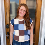 FROSTED MOCHA CHECKER SWEATER