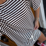 BROWN STRIPED SKORT SET
