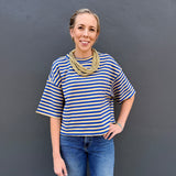 STRIPED BOXY TEE - ROYAL/YELL