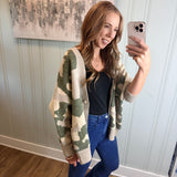 THE KAYLEIGH CAMO CARDIGAN  - TAUPE