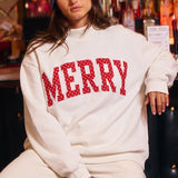 'MERRY' MOCK NECK SWEATSHIRT - WHITE