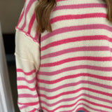THE MILEY SWEATER - IVORY/PINK