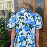 FLORAL PRINT MIDI DRESS - ROYAL