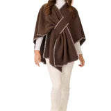 HAYWORD BLANKET STITCH PONCHO - CHOC