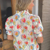 THE LISA FLORAL TOP - CREAM