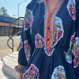 FLOWER PATCH MIDI DRESS - MIDNIGHT