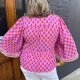 MONROE TOP - FLORAL FOULARD