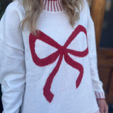 WILDER BOW SWEATER - WHITE