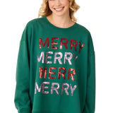 MERRY SPARKLE SWEATSHIRT - GREEN